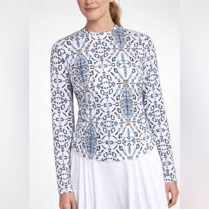 Calia Long Sleeve Athletic Top L Geometric Print Yoga Workout Athleisure